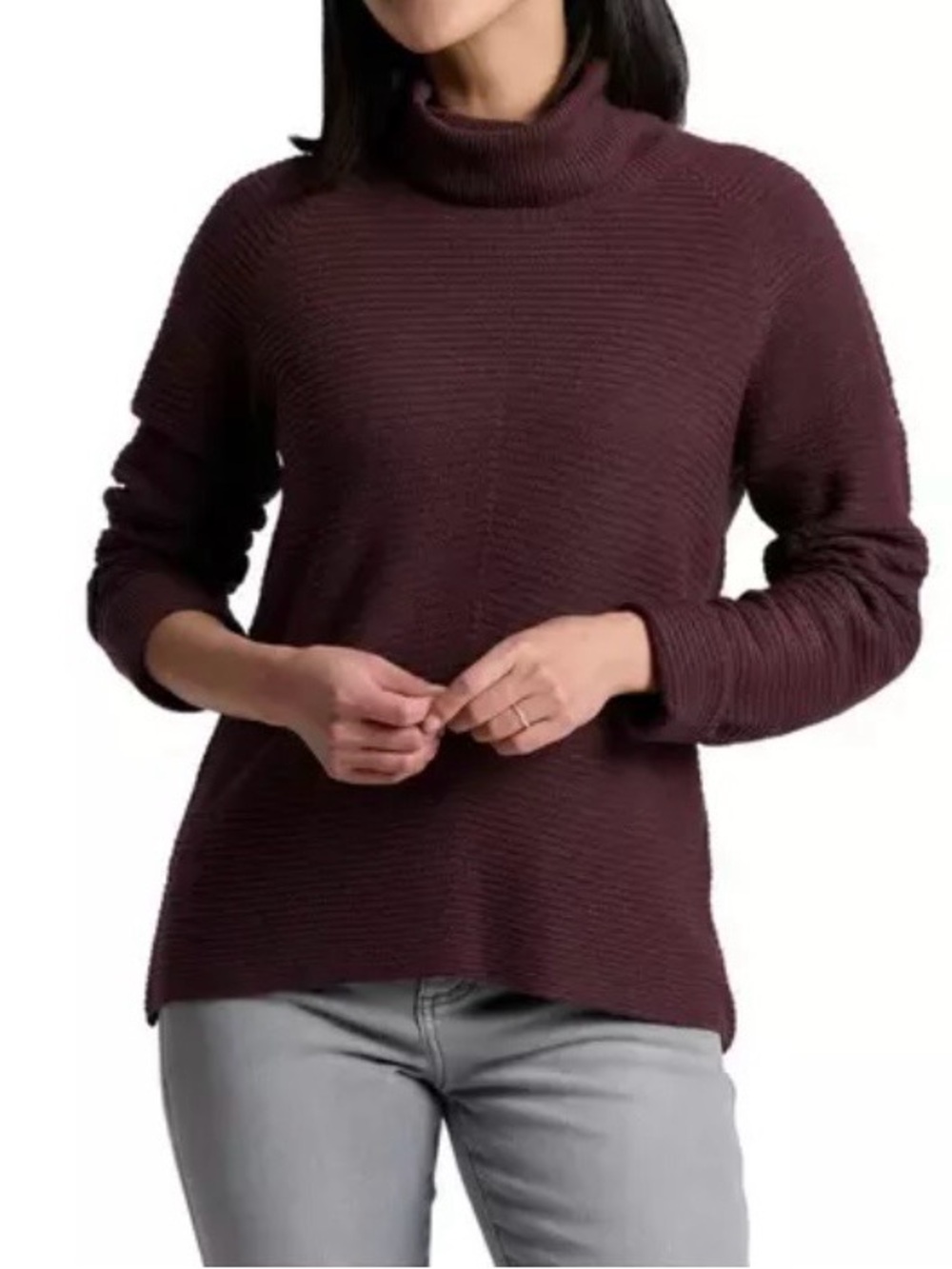Kuhl Solace Ribbed Cowl Neck Organic Cotton Wool Blend Sweater Large